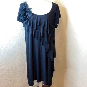 Nic & Dom Ruffle Black Midi Dress